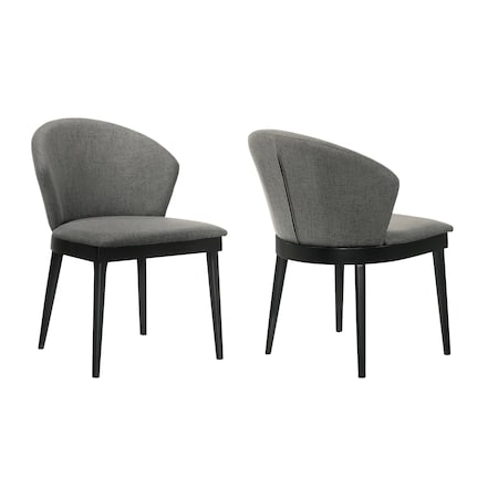 Armen Living Juno Charcoal Fabric and Black Wood Dining Side Chairs, PK2 LCJNSIBLCH
